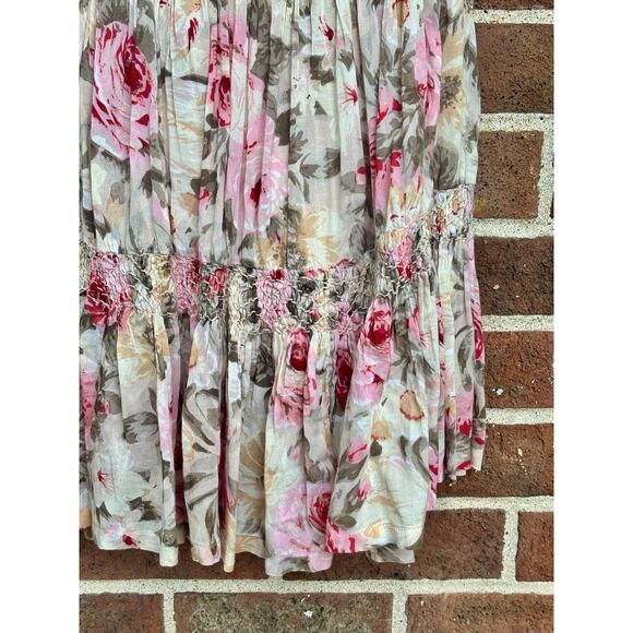 Vintage 1980s Pink Brown Floral Print Skirt Passports of Pier 1 Imports Florals - Picture 10 of 12